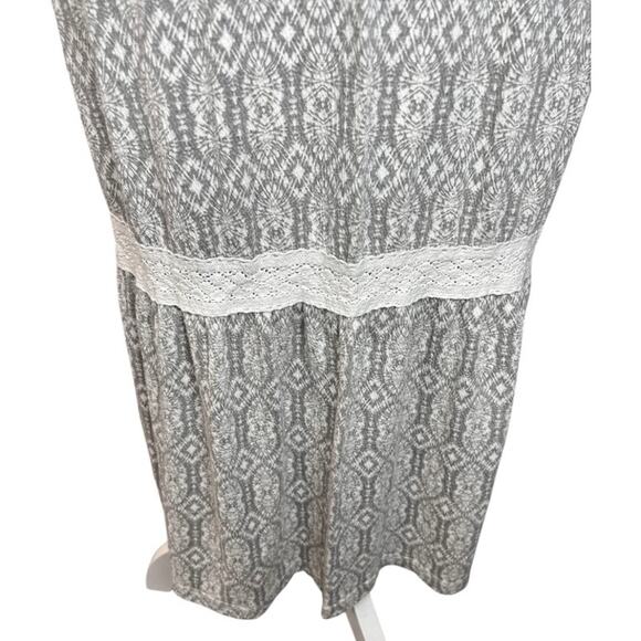 Mossimo gray geometric crochet hem maxi dress casual summer neutral boho - Picture 6 of 8